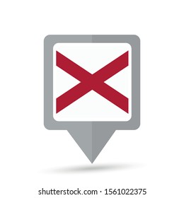 Alabama state flag map icon. Vector illustration.