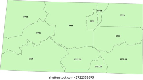 Alabama State Franklin County Vector Census Tract polígono basado en datos del censo de Tiger 2020