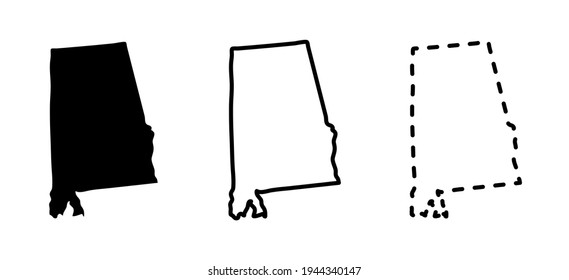 Alabama state isolated on a white background, USA map