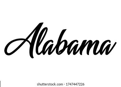 Alabama state lettering isolated on white background