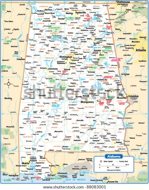 Alabama State Map Stock Vector (Royalty Free) 88083001