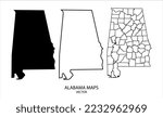 Alabama State Map black blank and outline state USA. Vector Illustration.
