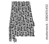 Alabama State Map collage icon of zero and one symbols in variable sizes. Vector digits are combined into Alabama State Map illustration design concept.