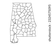 Alabama state map with counties. Vector illustration.