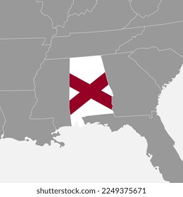 Alabama state map with flag. Vector illustration.
