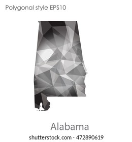 Alabama state map in geometric polygonal,mosaic style.Abstract gems triangle,modern design background. Vector illustration EPS10