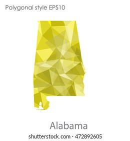 Alabama state map in geometric polygonal,mosaic style.Abstract gems triangle,modern design background. Vector illustration EPS10