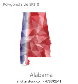 Alabama state map in geometric polygonal,mosaic style.Abstract gems triangle,modern design background. Vector illustration EPS10