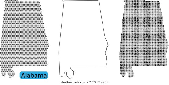 Alabama state map illustration with different pattern and design