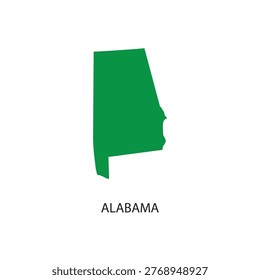 Alabama State Map Silhouette Green Outline Icon For Travel Geography Location And Regional Branding