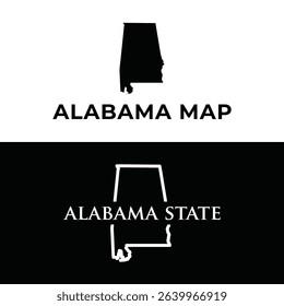 Alabama State Map Silhouette – USA Vector Outline Design