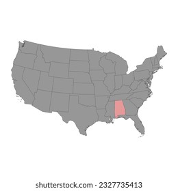 Alabama state map. Vector illustration.