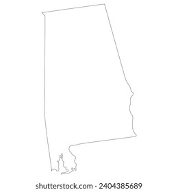 Alabama state map in white 