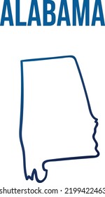 Alabama State Outline Blue Gradient Map