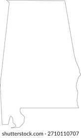 Mapa de vetor simples de contorno de estado do Alabama minimalista