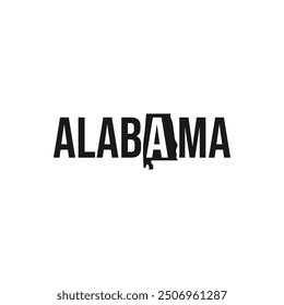 Símbolo del estado de Alabama, icono de mapa con silueta de Vector