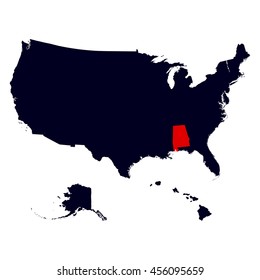 Alabama State in the United States map