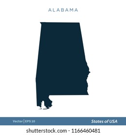 Alabama - States of US Map Icon Vector Template Illustration Design. Vector EPS 10.