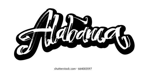 Alabama. Sticker. Modern Calligraphy Hand Lettering for Silk Screen Printing