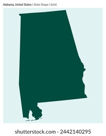 Alabama, Estados Unidos. Mapa vectorial simple. Forma Estado. Estilo sólido. Frontera de Alabama. Ilustración vectorial.