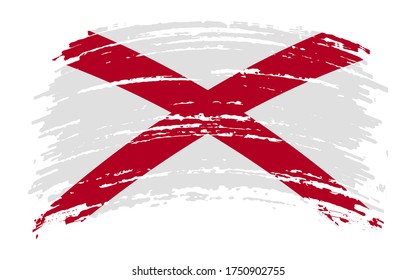 Bandera de los Estados Unidos de Alabama en trazo de pincel grueso, imagen vectorial