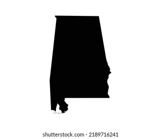 Alabama US Map. AL USA State Map. Black and White Alabamian State Border Boundary Line Outline Geography Territory Shape Vector Illustration EPS Clipart svg