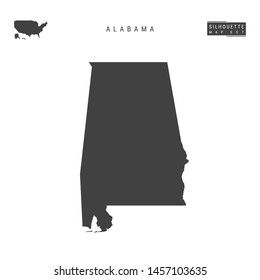 Alabama US State Blank Vector Map Isolated on White Background. High-Detailed Black Silhouette Map of Alabama.