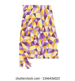 Alabama U.S. state polygonal map background  low poly style yellow, orange, blue, purple colors  vector illustration eps

