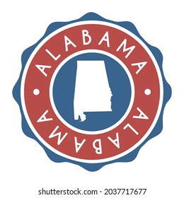 Alabama, Señal del vector de sellos del mapa de la marca de los Estados Unidos. Etiqueta de icono de diseño de marca de país de símbolo nacional. 