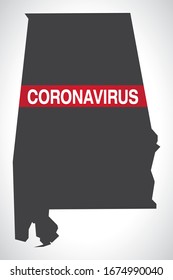 Alabama USA federal state map with Coronavirus warning illustration