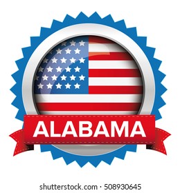 Alabama and USA flag badge vector