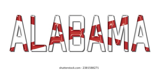 Alabama USA flag text font, 3D Alabama USA flag colorful background, Alabama USA flag vector illustration