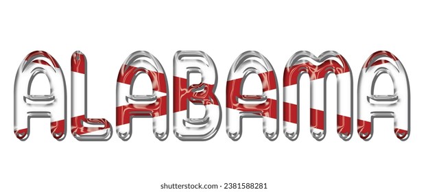 Alabama USA flag text font, 3D Alabama USA flag colorful background, Alabama USA flag vector illustration