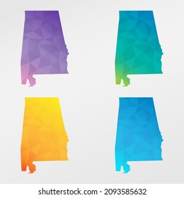 Alabama, USA Low Poly Map Clip Art Design. Nationales geometrisches Polygonbild. Vektorgrafik-Symbol.