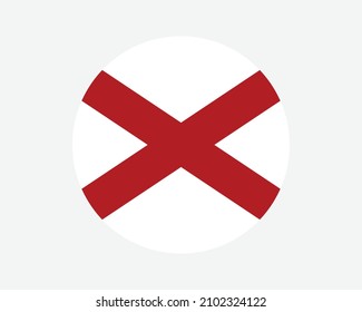 Alabama USA Round State Flag. AL, US Circle Flag. State of Alabama, United States of America Circular Shape Button Banner. EPS Vector Illustration. svg