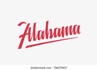 Alabama USA State Word Logo Hand Painted Brush Lettering Calligraphy Logo Template