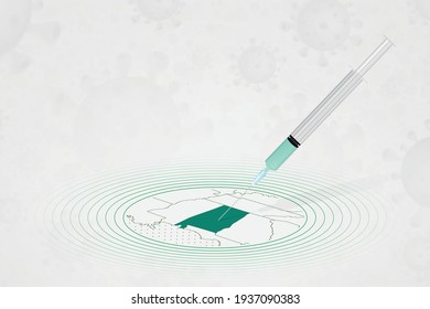 Alabama vaccination concept, vaccine injection in map of Alabama. Vaccine and vaccination against coronavirus, COVID-19. Vector template about Healthcare.