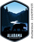 	
Alabama vector label with  black bear family and Little River Canyon National Preserve