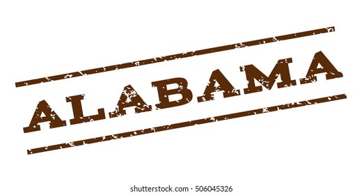 Alabama watermark stamp. Text Caption between parallel lines with grunge design style. Rubber seal stamp with dirty texture. Vector brown color ink imprint on a white background.