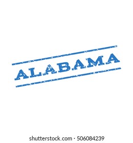 Alabama watermark stamp. Text Caption between parallel lines with grunge design style. Rubber seal stamp with dirty texture. Vector smooth blue color ink imprint on a white background.