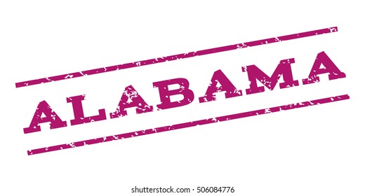 Alabama watermark stamp. Text Caption between parallel lines with grunge design style. Rubber seal stamp with dirty texture. Vector purple color ink imprint on a white background.