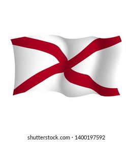 Alabama waving vector flag. United States of America