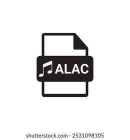 Ícone do arquivo ALAC. Símbolo de formato de áudio Ícones sólidos, ilustração Vetor. pode ser usado para interfaces de sites, aplicativos móveis e software