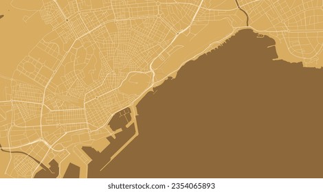 Alacant map, orange streetmap poster, city in Spain
