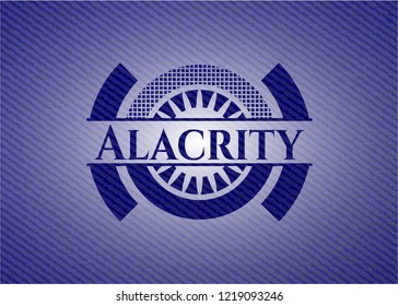 Alacrity badge with denim texture