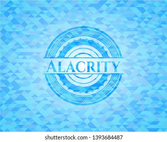 Alacrity light blue emblem with triangle mosaic background