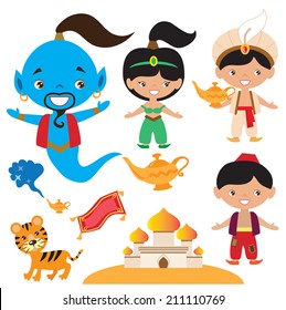Aladdin fairy tale vector illustration