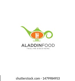 Aladdin Food Logo Design Vector .  Teapot Food Logo Icon