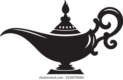 Aladdin lamp design silhouette vector style