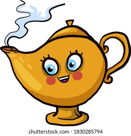 Lámpara Aladdin, ilustración, vector sobre fondo blanco